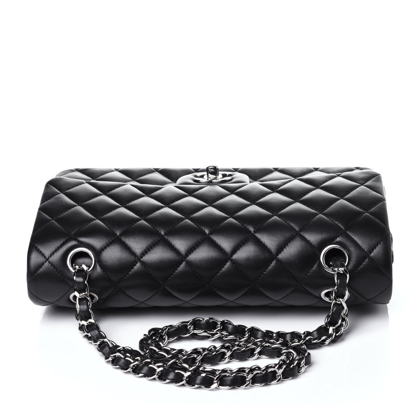 Lambskin Quilted Medium Double Flap Black