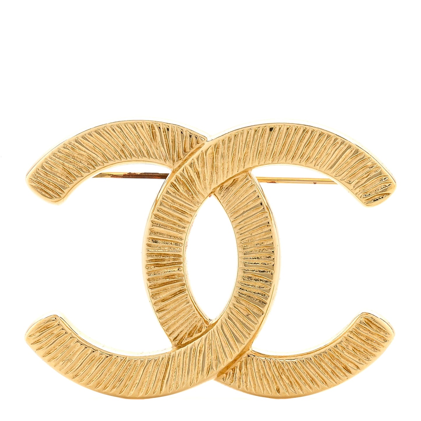 Metal Textured CC Brooch Light Gold