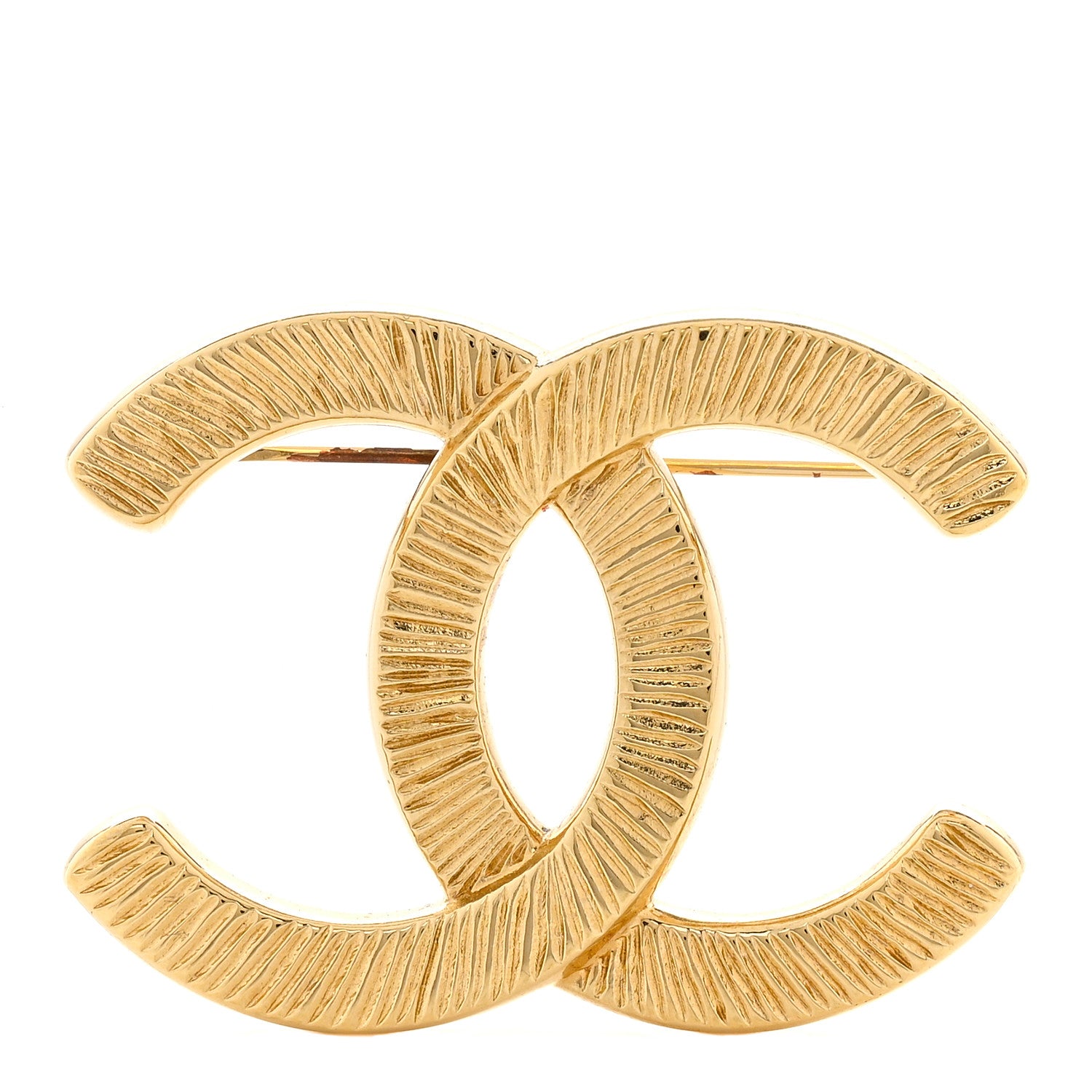 Chanel Metal Textured CC Brooch Light Gold 1 of 6