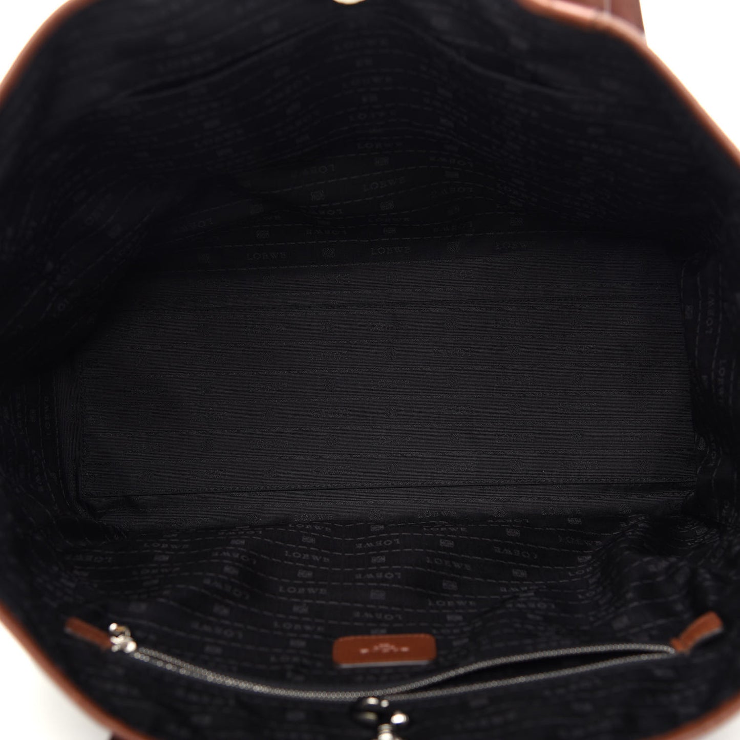 Calfskin Embossed Logo Shopper Tote Brown
