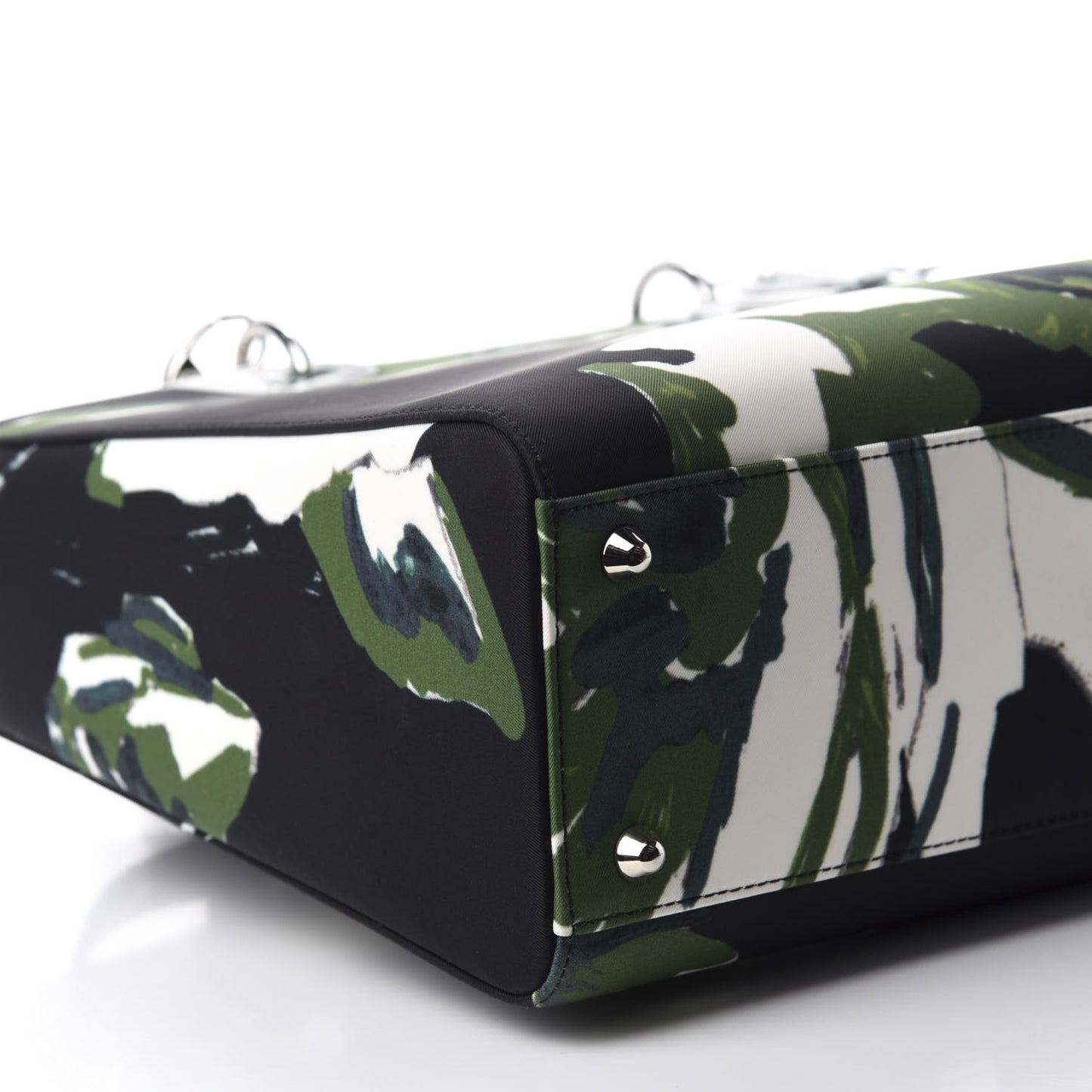 Canvas Graffiti Floral Printed Large Lady Dior Green White