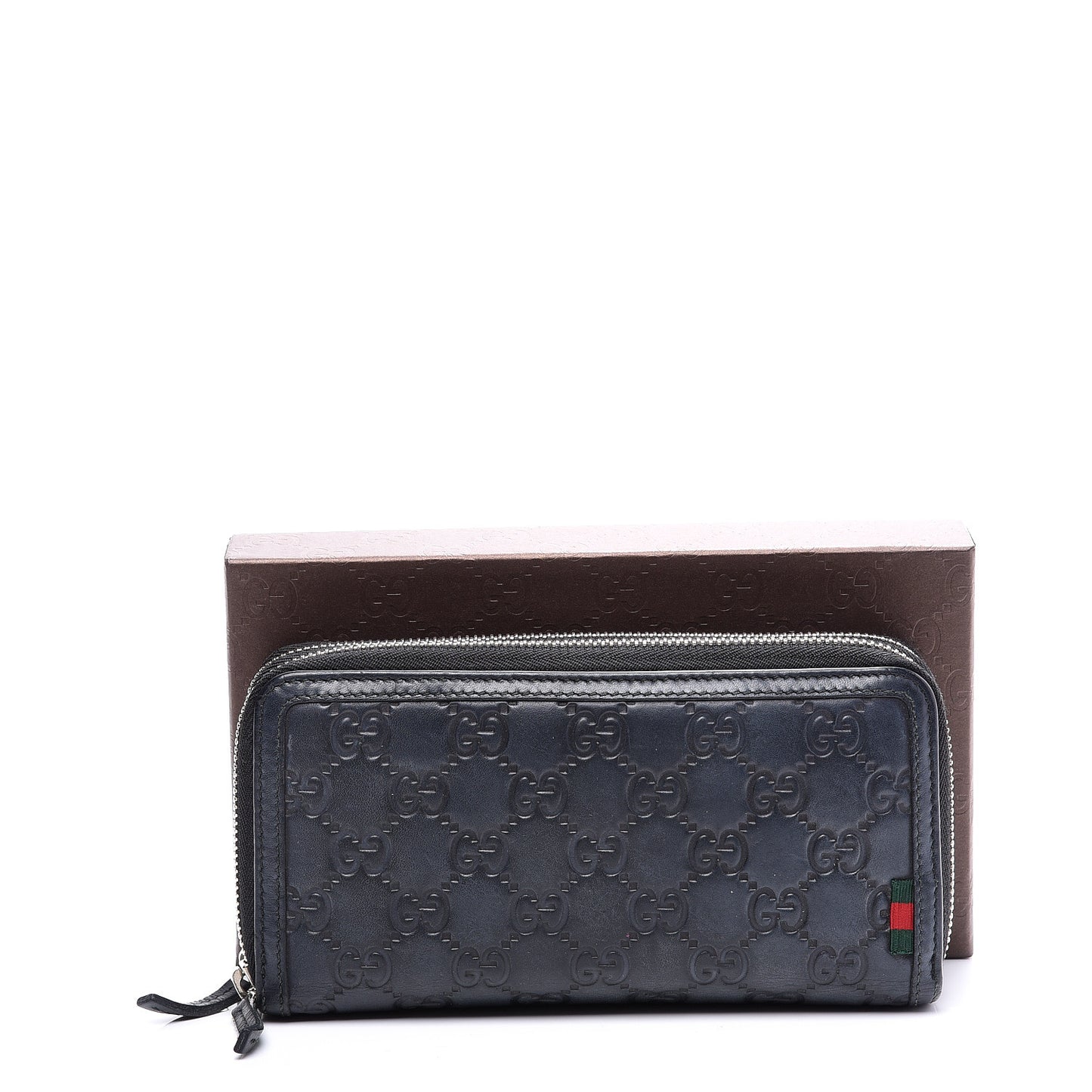 Guccissima Large Double Zip Around Wallet Black