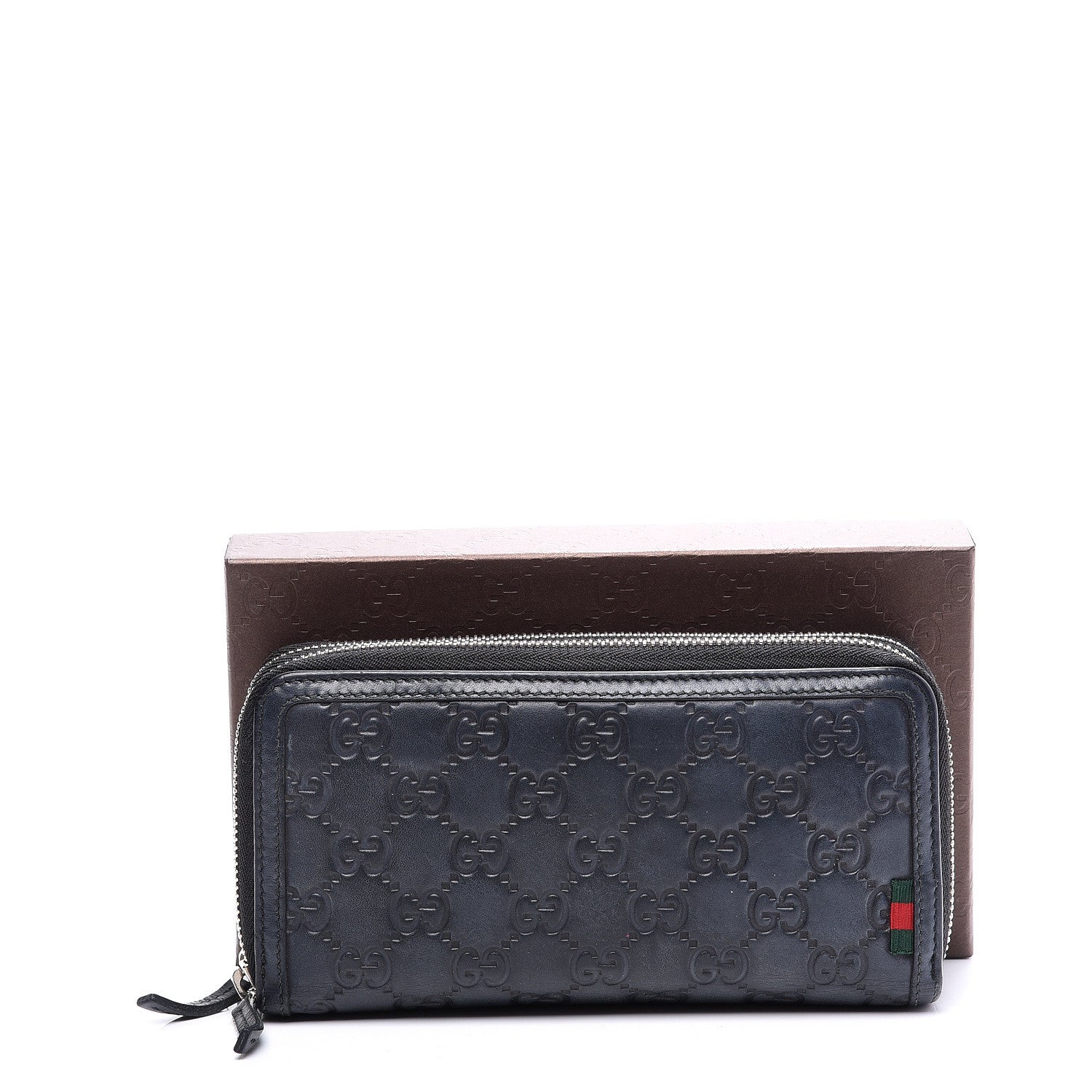 Gucci Guccissima Large Double Zip Around Wallet Black 11 of 11