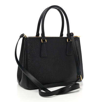 Prada Saffiano Small Galleria Double Zip Tote Black 3 of 11