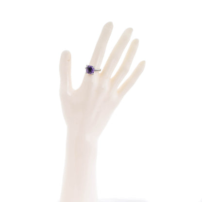 David Yurman Sterling Silver Diamond Amethyst 11mm Chatelaine Ring 53 6.5 2 of 6