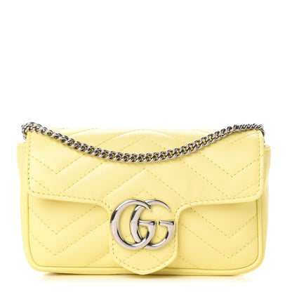 Gucci Calfskin Matelasse Super Mini GG Marmont Shoulder Bag Banana 1 of 11