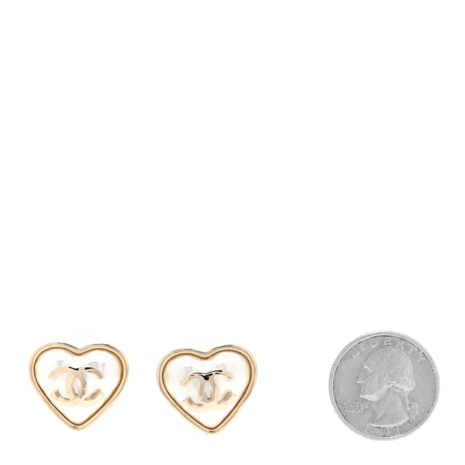 Chanel Pearl CC Heart Earrings Gold 2 of 4