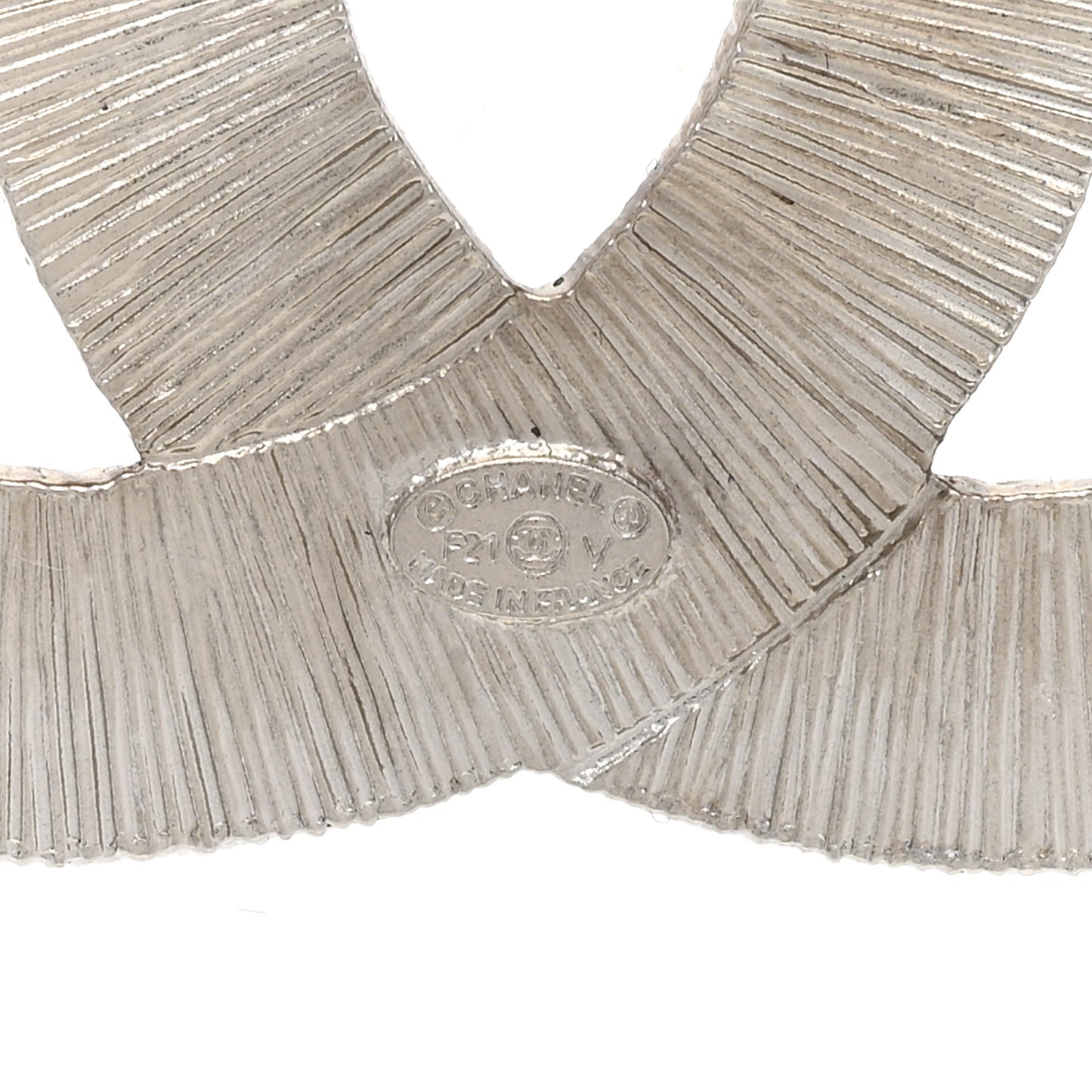 Baguette Crystal CC Brooch Silver