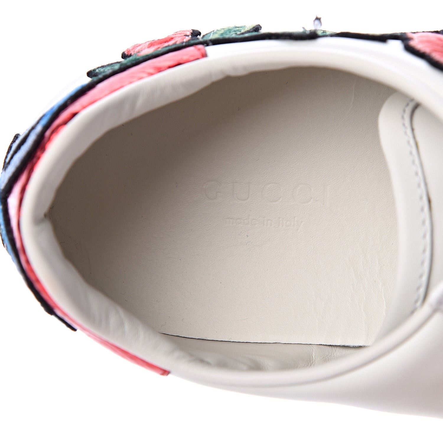 Gucci Calfskin Web Floral Embroidered Womens Ace Sneakers 38.5 White 7 of 9