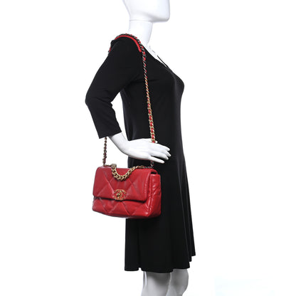 Chanel Goatskin Quilted Medium Chanel 19 Flap Red 2 of 9