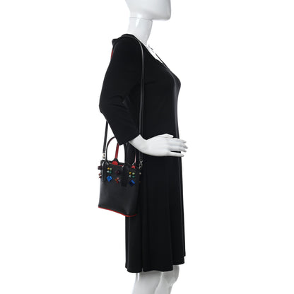 Christian Louboutin Calfskin Empire Spike Studded Mini North South Cabata Tote Black Multicolor 2 of 9