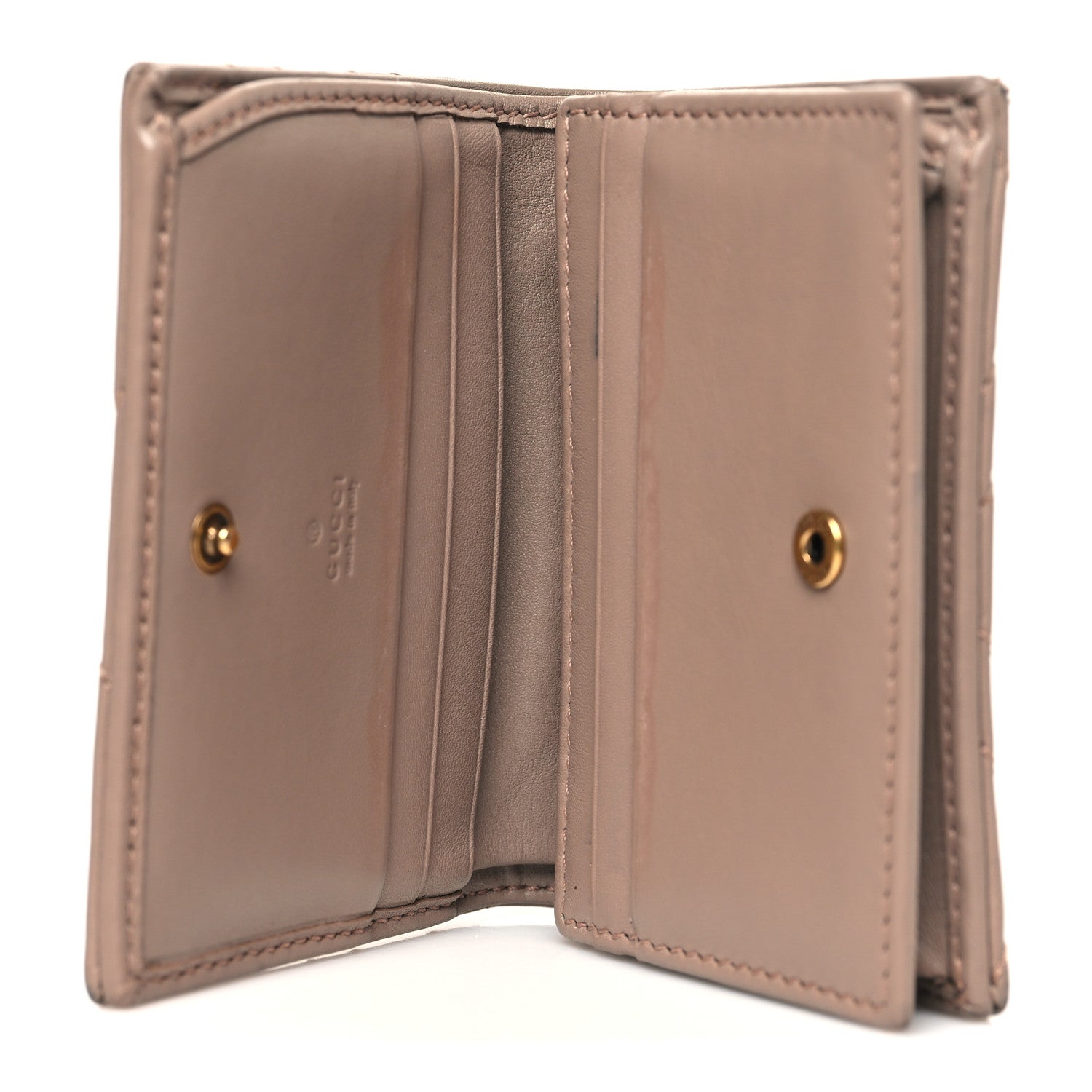 Gucci Calfskin Matelasse GG Marmont Card Case Wallet Porcelain Rose 5 of 12