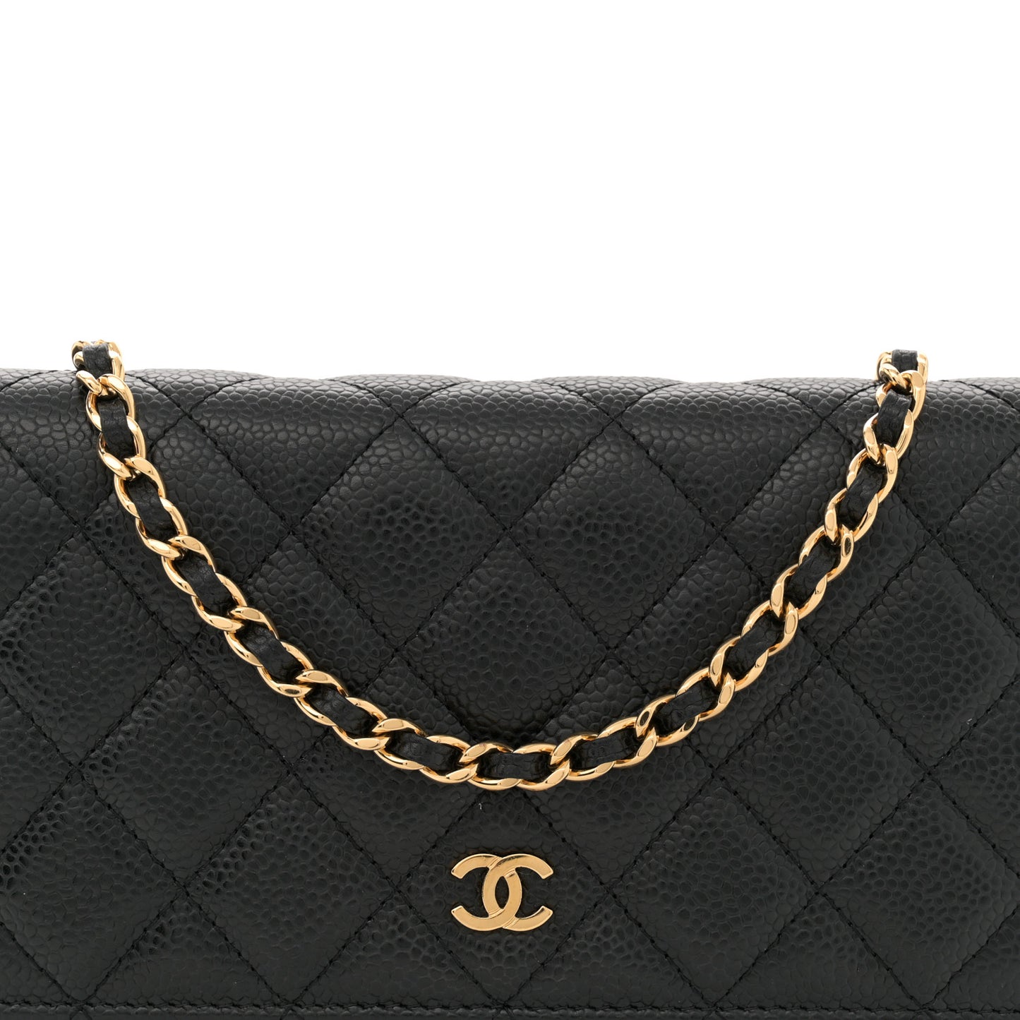 Caviar Quilted Wallet on Chain WOC Black