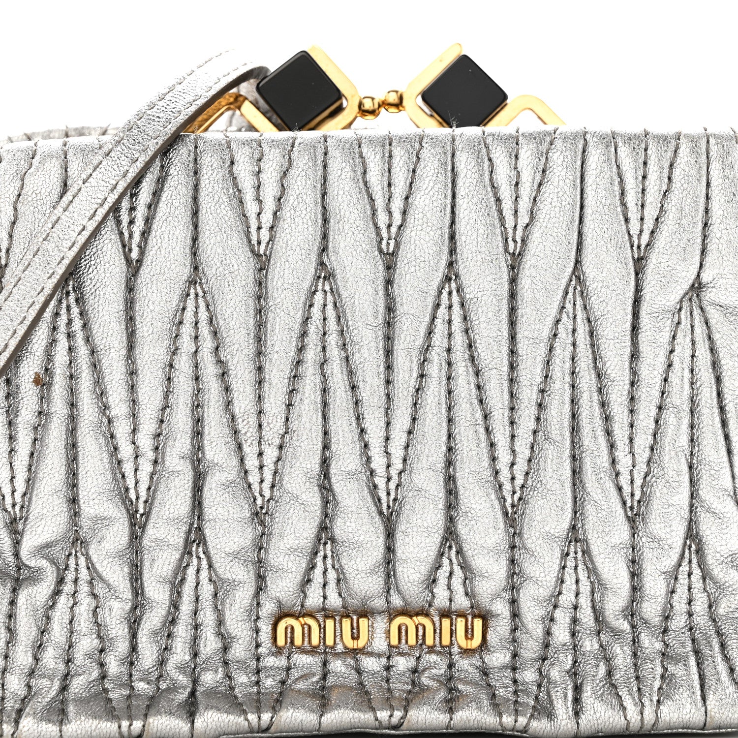 Miu Miu Metallic Matelasse Lux Mini Crossbody Tote Cromo 9 of 14