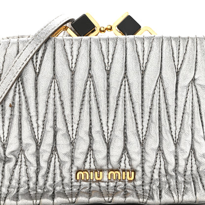 Miu Miu Metallic Matelasse Lux Mini Crossbody Tote Cromo 9 of 14
