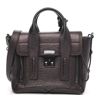 3.1 Phillip Lim 3.1 Metallic Textured Calfskin Mini Pashli Satchel Burgundy 1 of 13