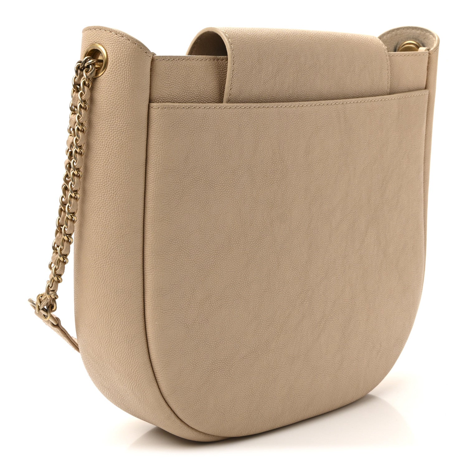 Chanel Grained Calfskin Perforated Small Flap Hobo Beige 3 of 10