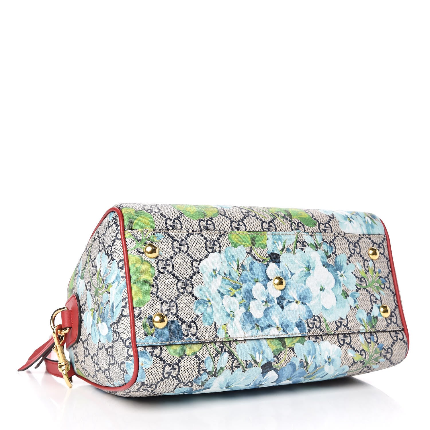 Gucci GG Supreme Monogram Blooms Small Boston Beige Blue Navy Hibiscus Red 4 of 10