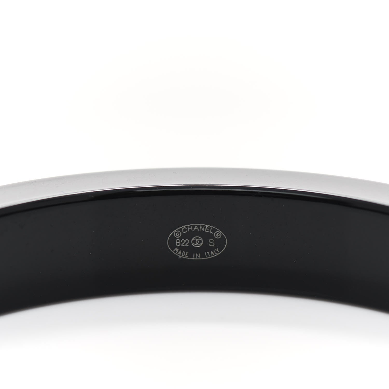 Chanel Resin Logo Bangle Bracelet White Black 3 of 4