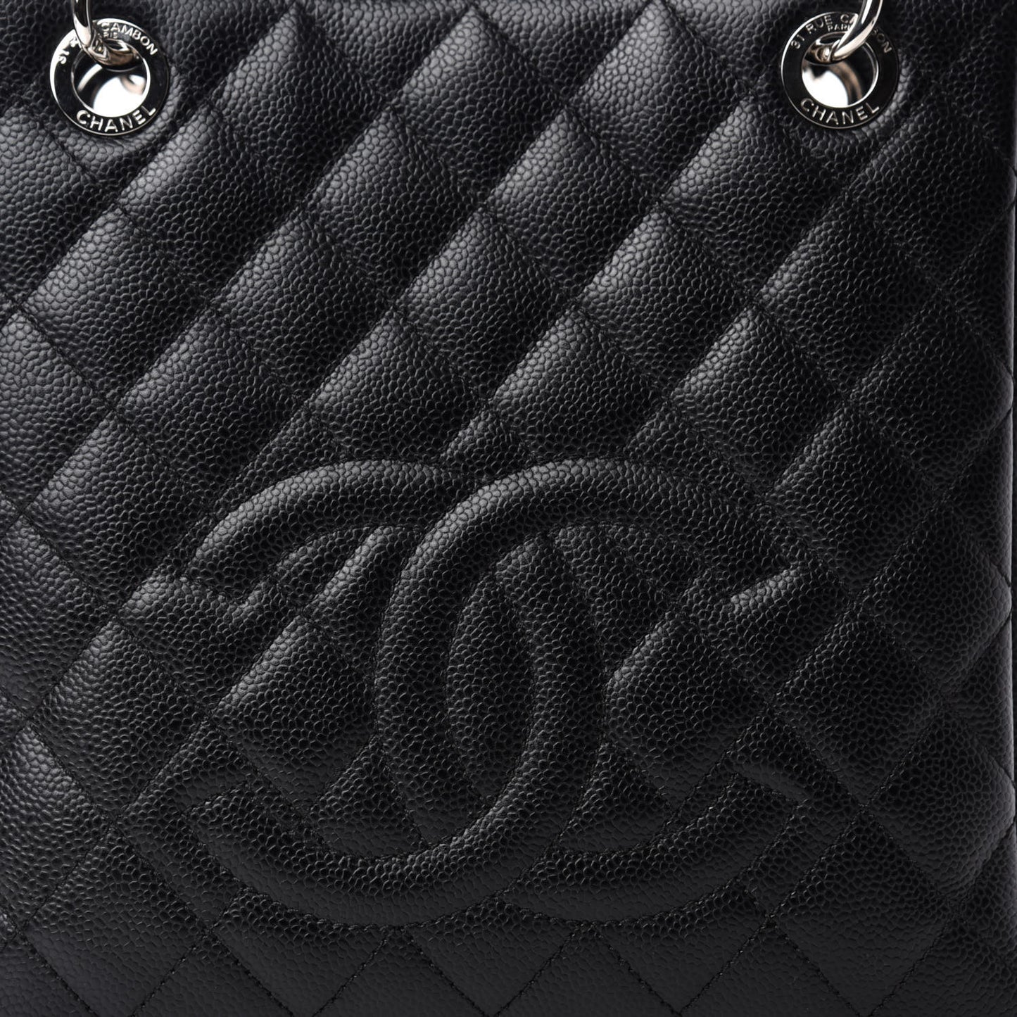 Caviar Quilted Petit Shopping Tote PST Black