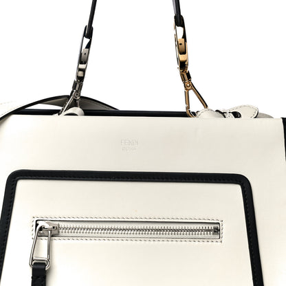Fendi Vitello Century Opaco F is Fendi Bi-Color Small Runaway Satchel White Ice Black 8 of 13