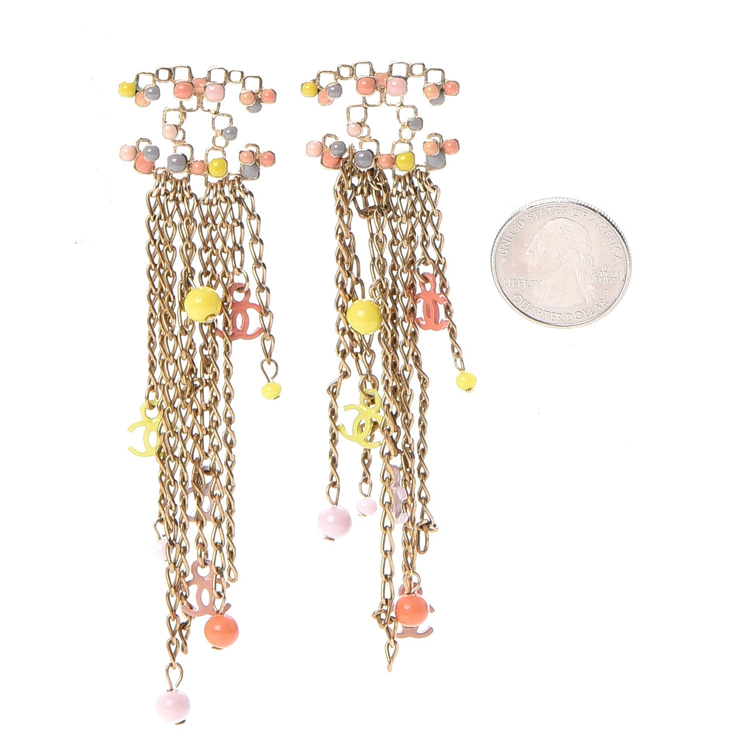 Chanel Enamel CC Dangle Earrings Multicolor 2 of 3