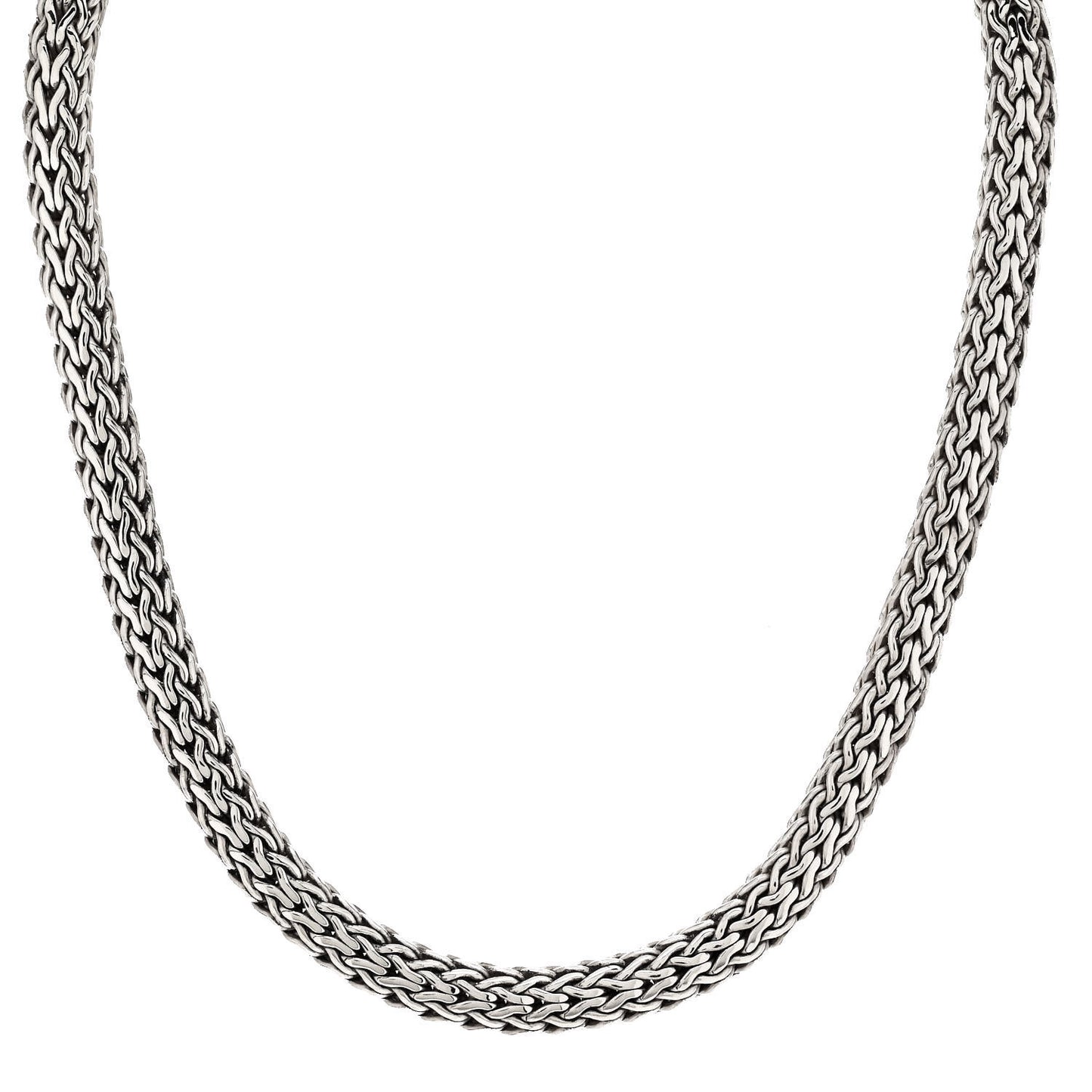 Sterling Silver 18K Yellow Gold Diamond 7.5mm Classic Chain Necklace