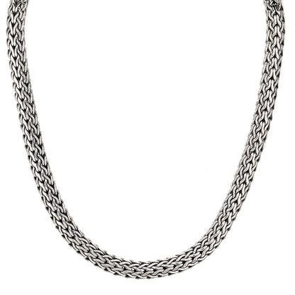 John Hardy Sterling Silver 18K Yellow Gold Diamond 7.5mm Classic Chain Necklace 1 of 5