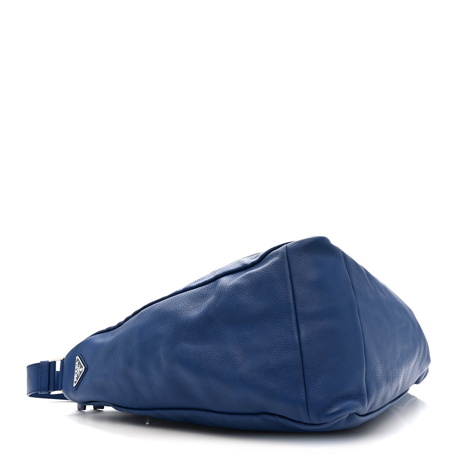 Prada Vitello Daino Triangle Shoulder Bag Blue 4 of 9