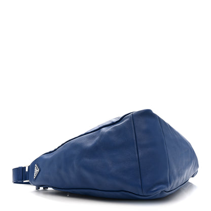 Prada Vitello Daino Triangle Shoulder Bag Blue 4 of 9