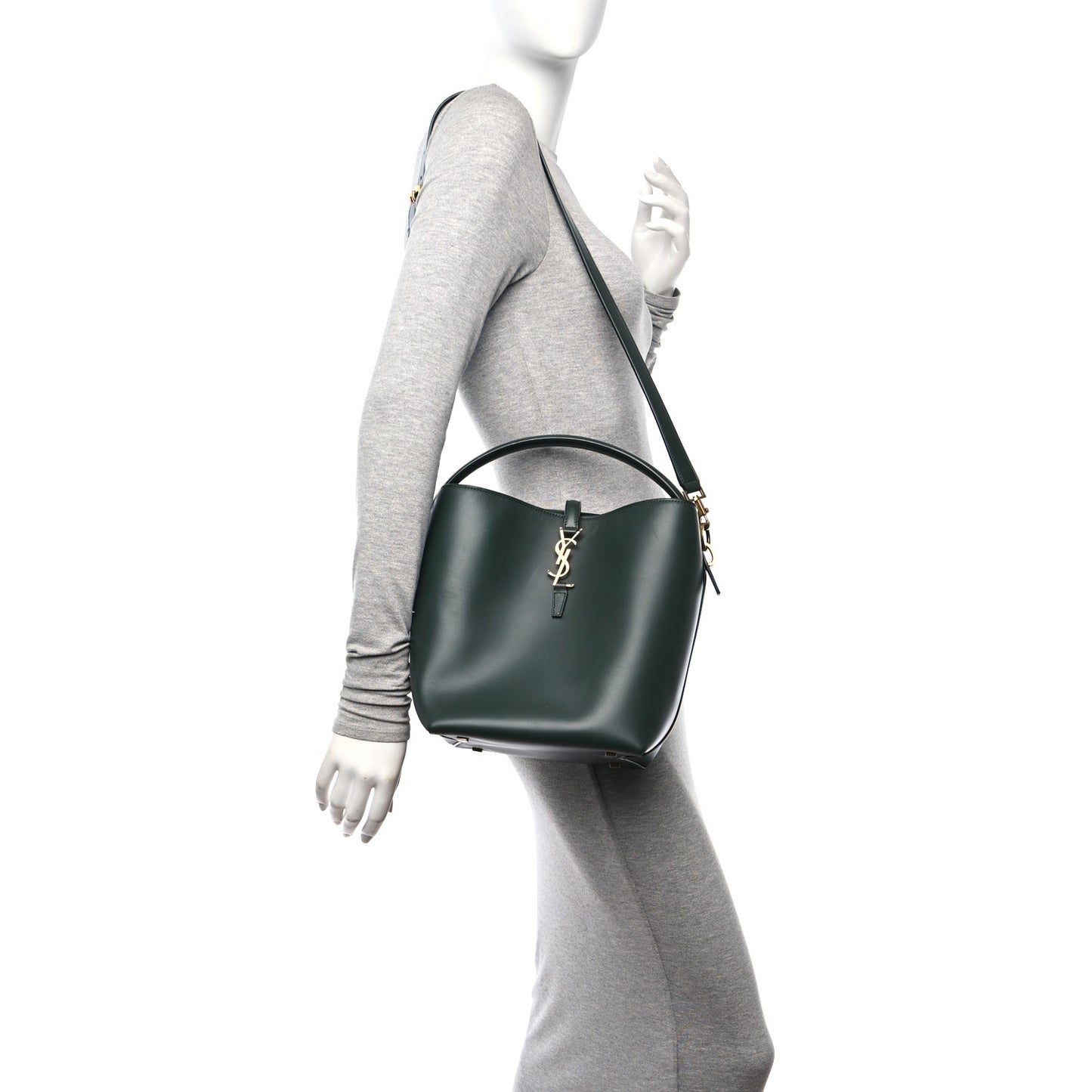 Shiny Calfskin Le 37 Bucket Bag Vert Fonce