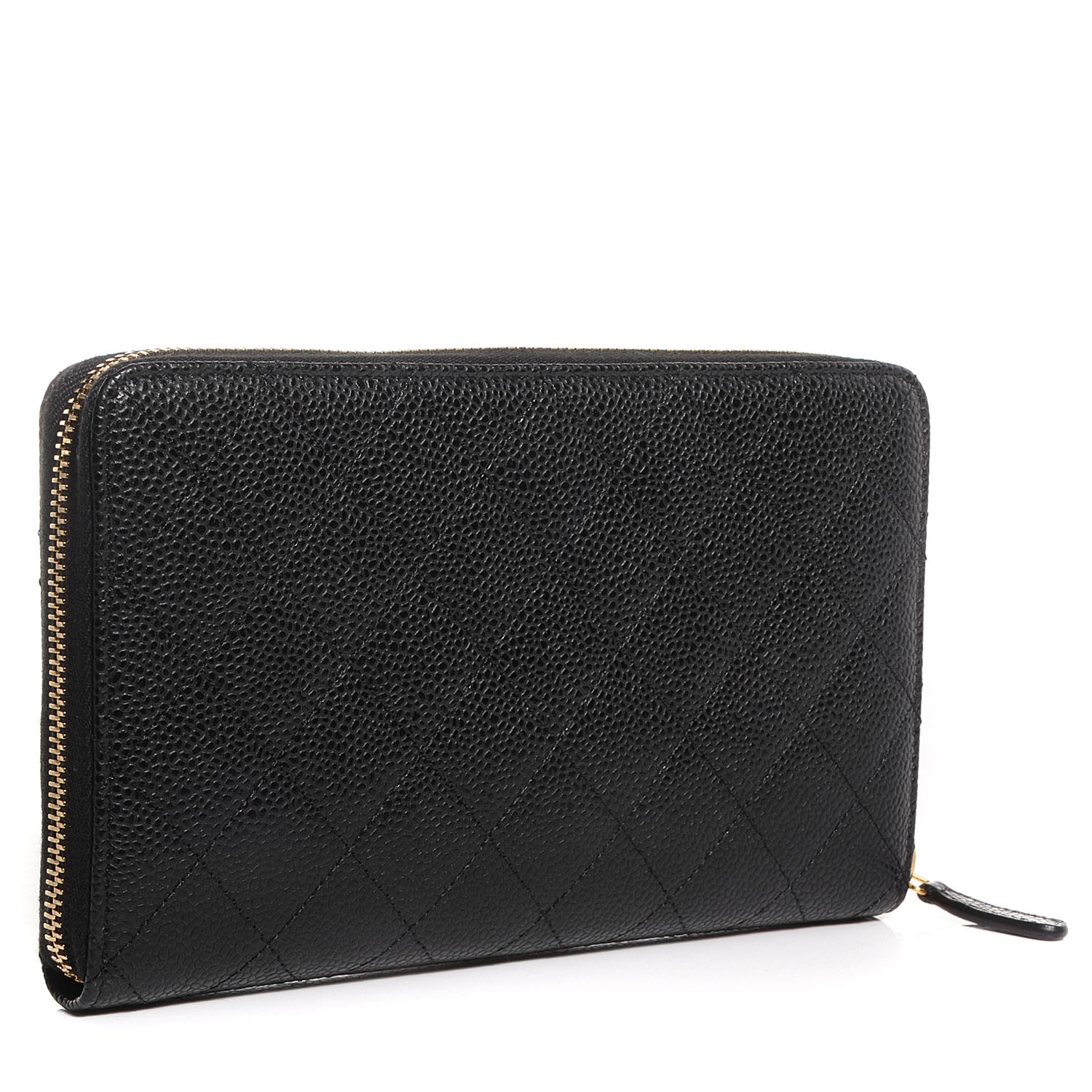 Chanel Caviar Quilted Large Zip Around Wallet Black 3 of 9