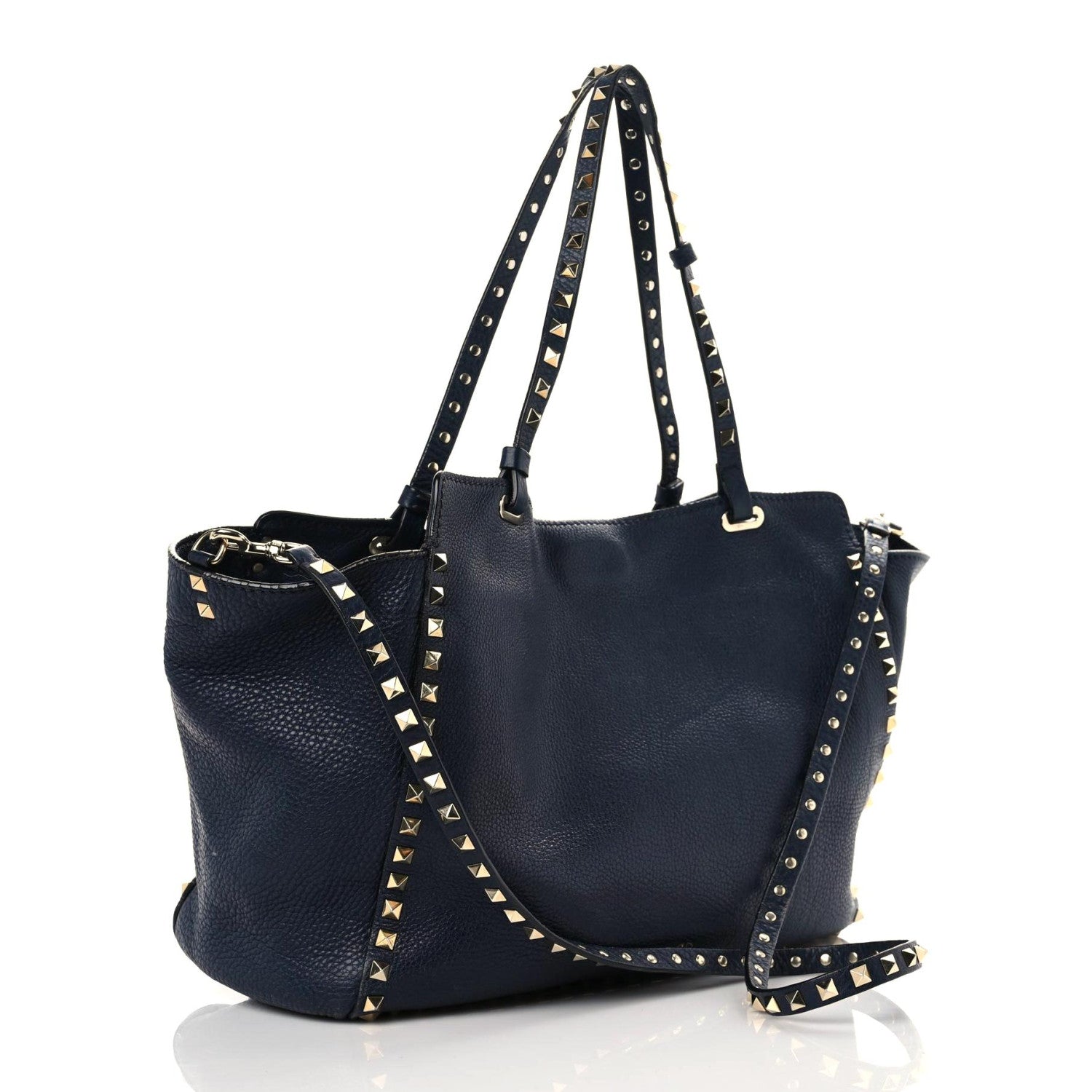 Valentino Garavani Pebbled Calfskin Medium Rockstud Tote Marine 3 of 24