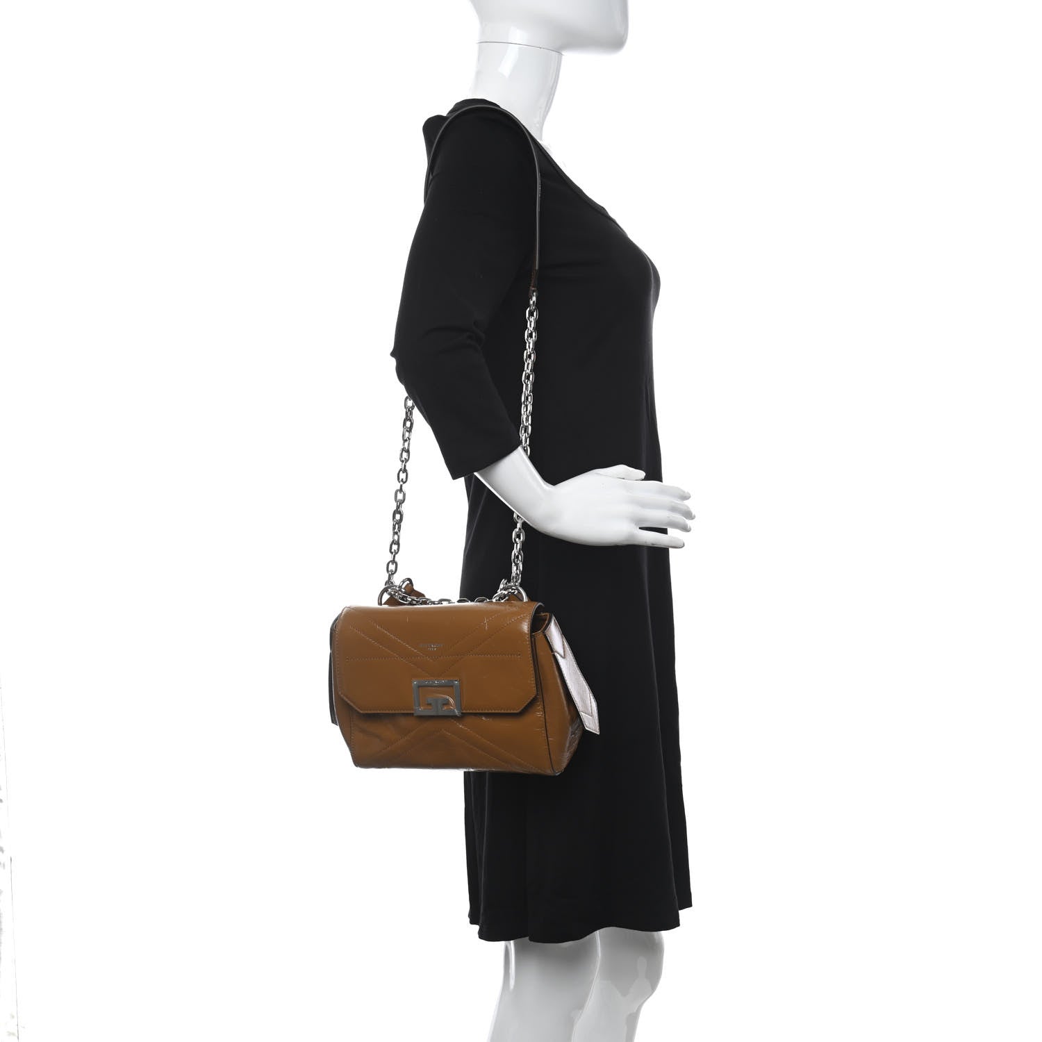 Givenchy Creased Patent Calfskin Small ID Flap Tan 2 of 5