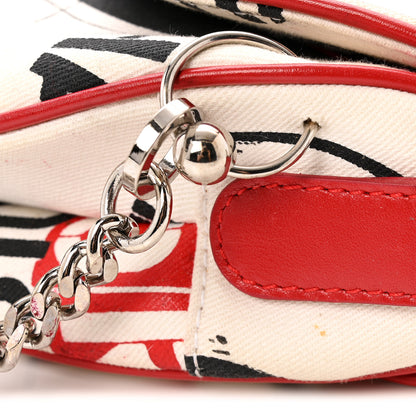 Christian Dior Canvas Hardcore Pierced Saddle Bag White Red Black 10 of 14
