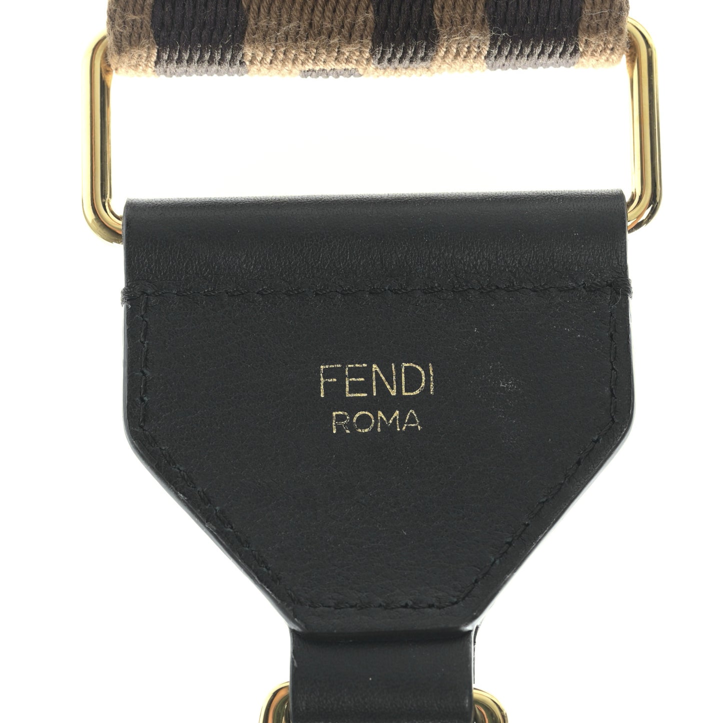 Ribbon Vitello Seta FF 1974 Adjustable Strap You Fango Marrone Black