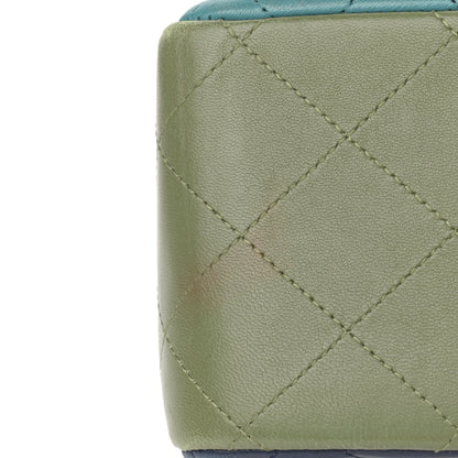 Chanel Lambskin Quilted Tri-Color Jumbo Double Flap Navy Blue Green 32 of 39