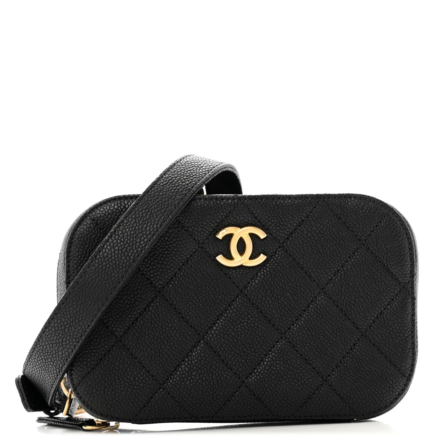 Caviar Quilted Waist Bag Black