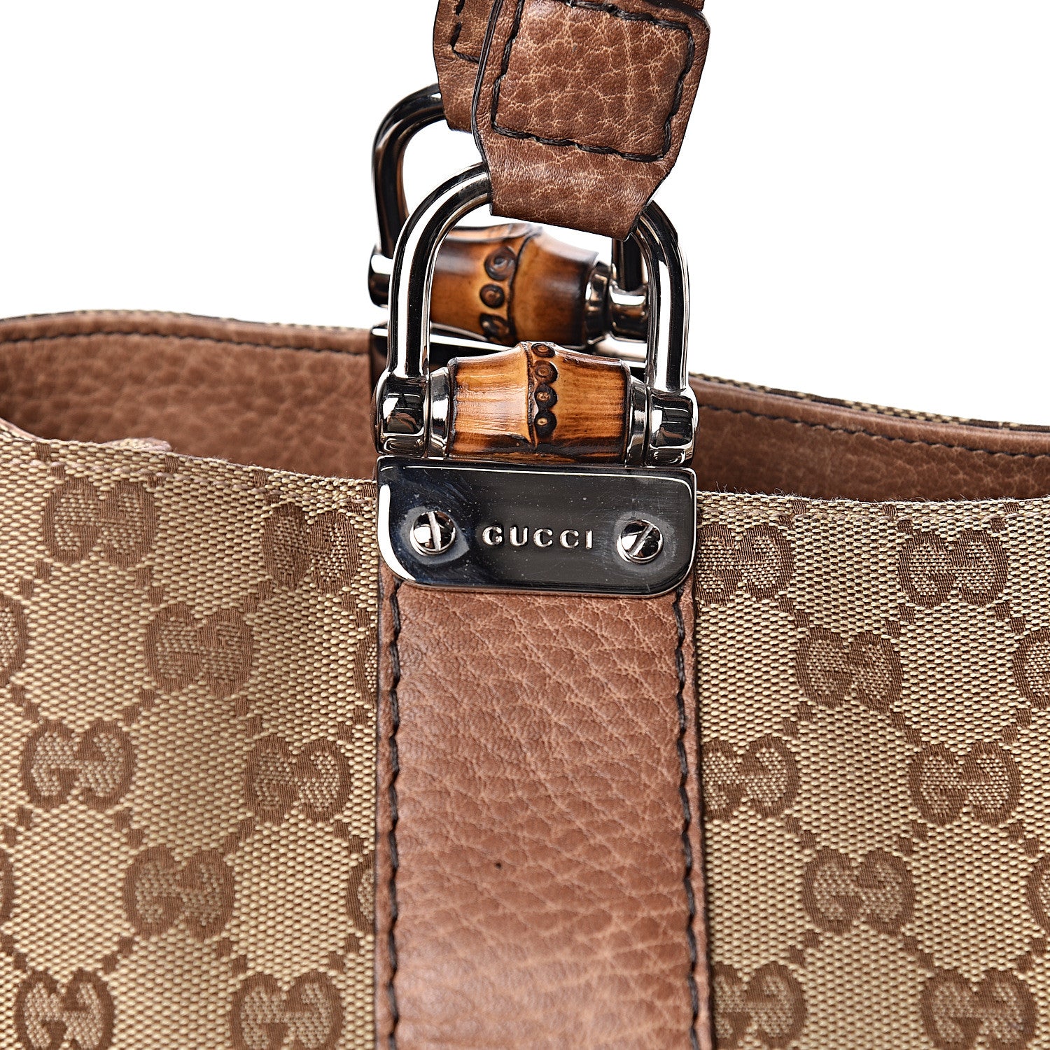 Gucci Monogram Medium Bamboo Bar Tote Brown 10 of 10