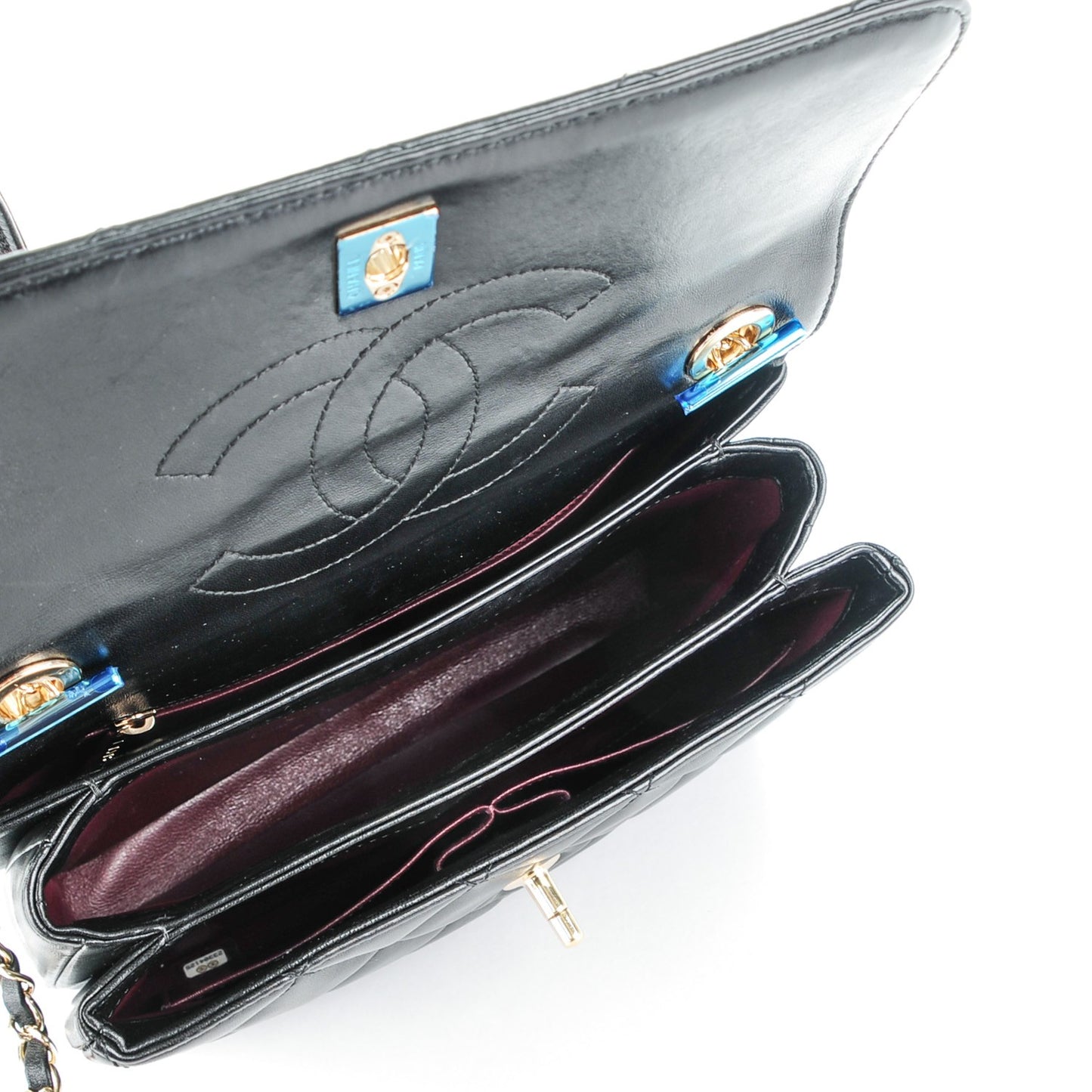 Lambskin Quilted Small Trendy CC Dual Handle Flap Bag Black