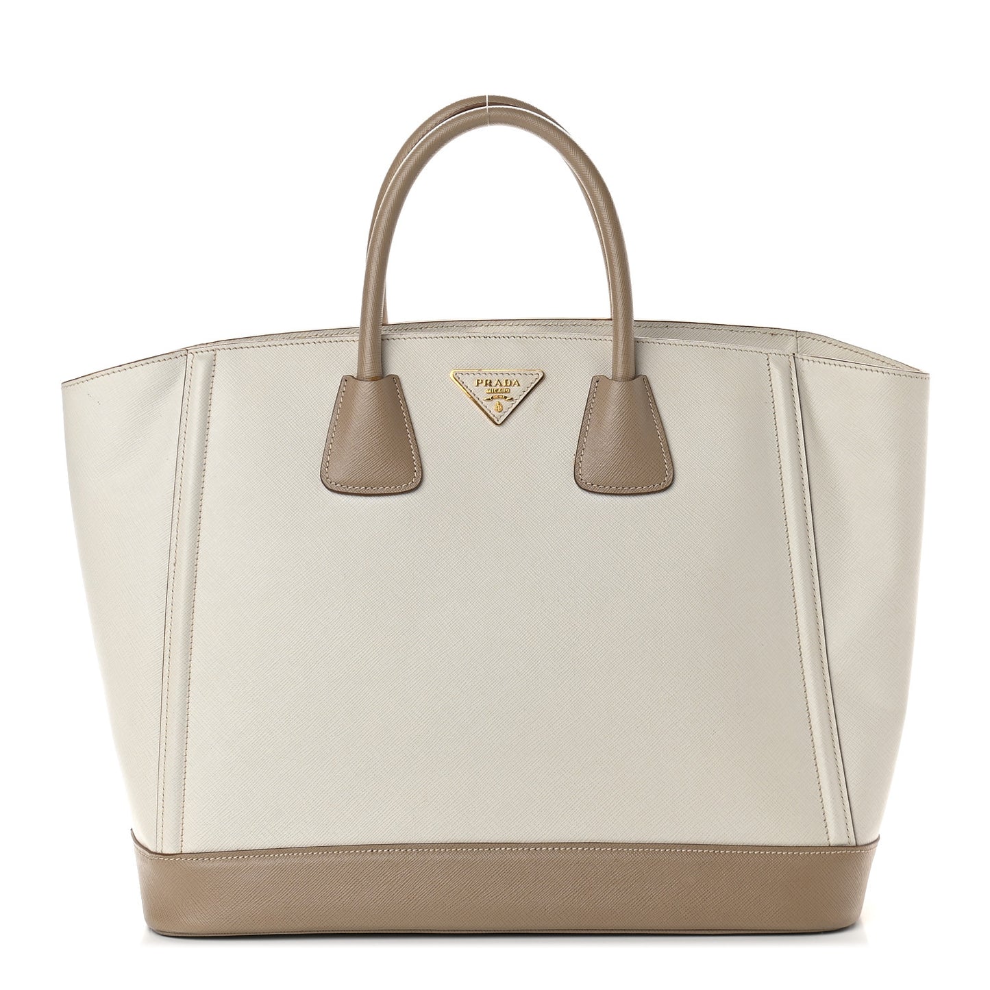 Saffiano Lux Bi-Color Tote Talco Visone