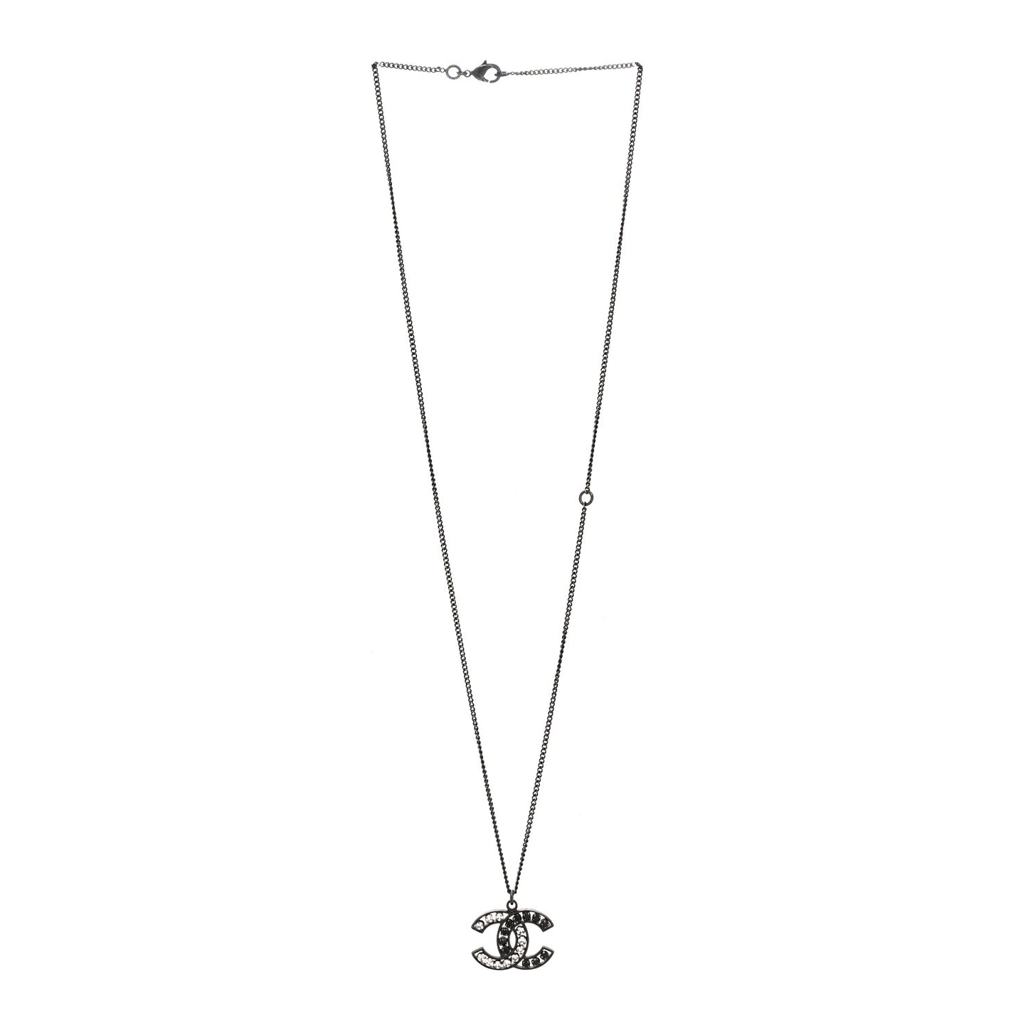 Ruthenium Crystal CC Necklace Black