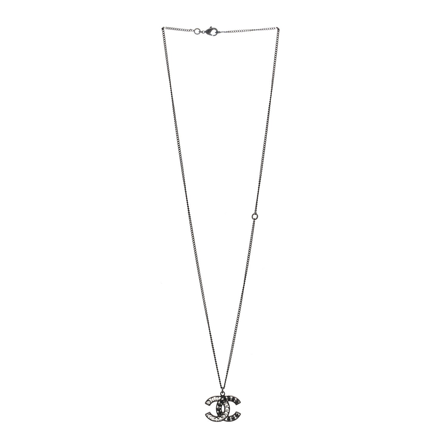 Chanel Ruthenium Crystal CC Necklace Black 3 of 5