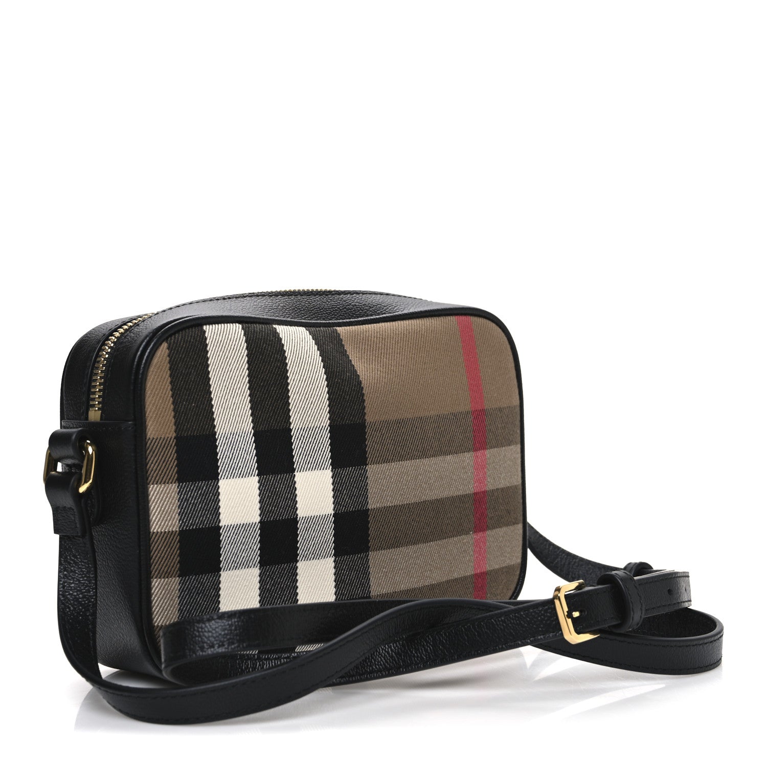 Burberry Giant Check Calfskin Small Camera Bag Black 1858257