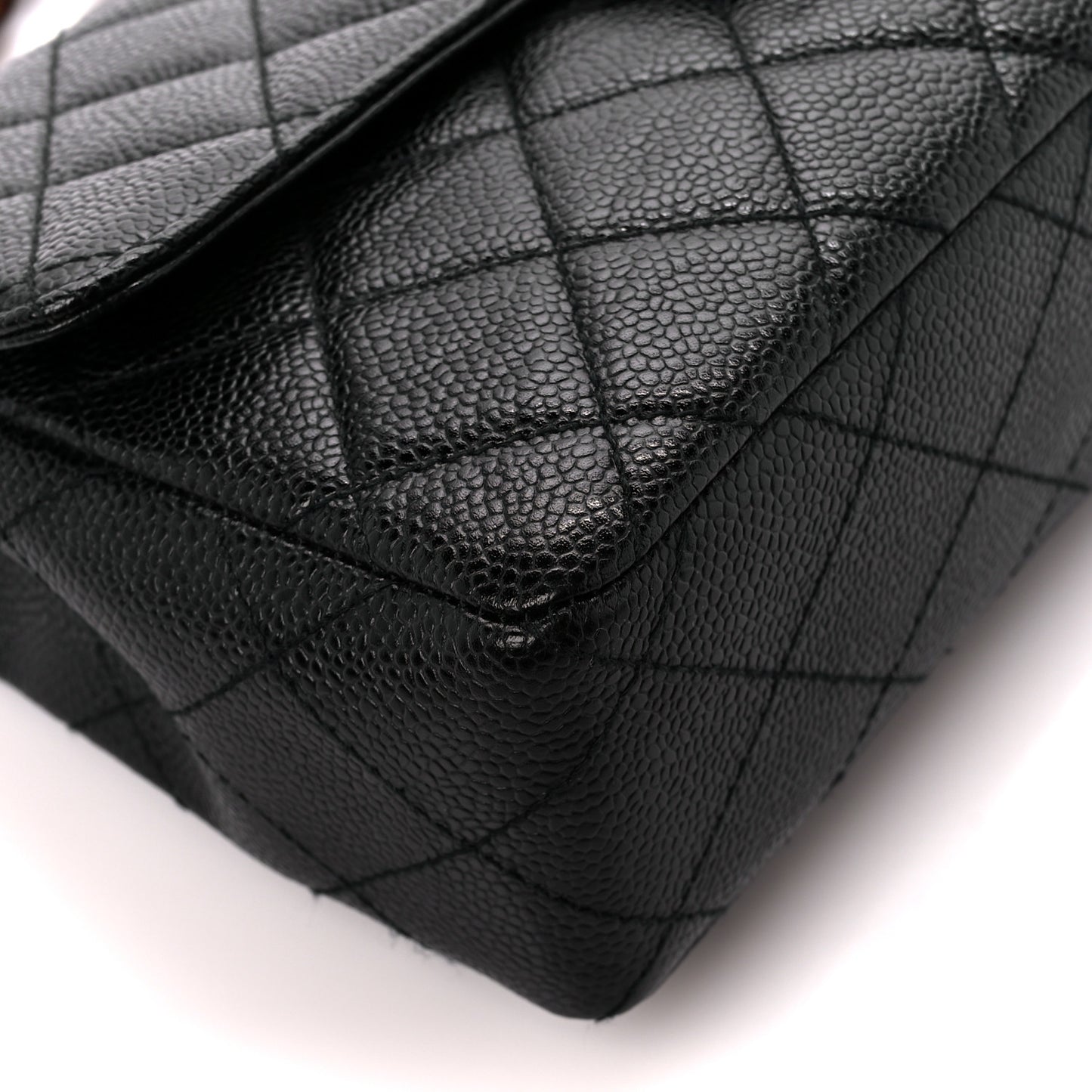 Caviar Quilted Tortoise Medium Single Flap Black