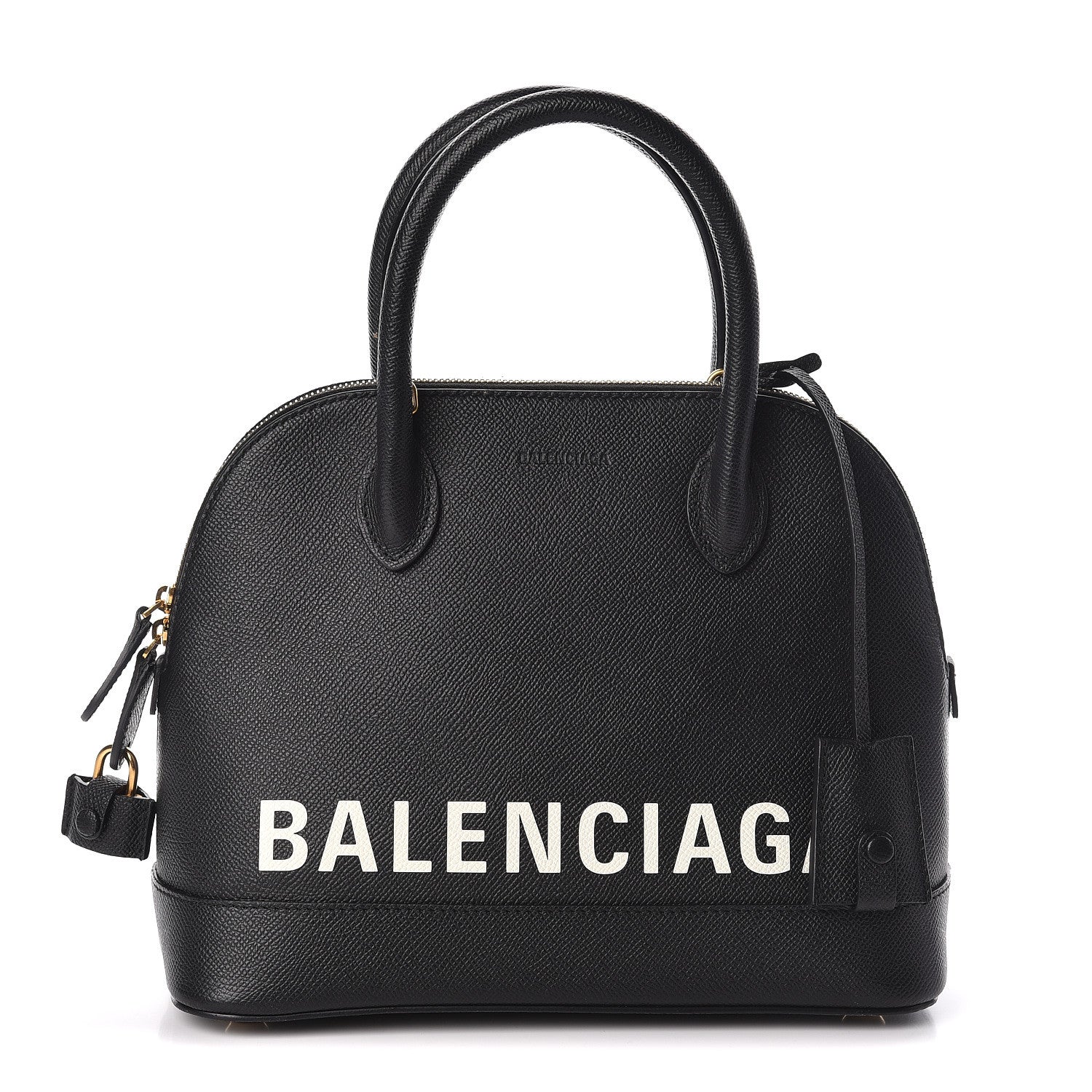 Balenciaga Signature Grained Calfskin Logo S Ville Top Handle Bag Black White 1 of 9