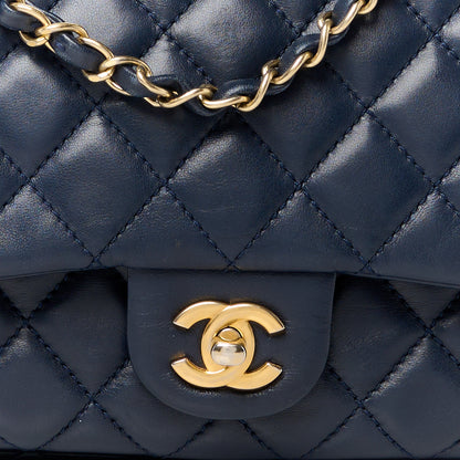 Chanel Lambskin Quilted Large Now and Forever Flap Navy 9 of 11