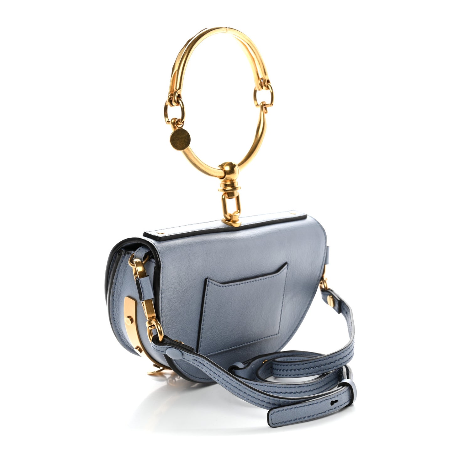 Calfskin Small Nile Bracelet Minaudiere Bag Washed Blue