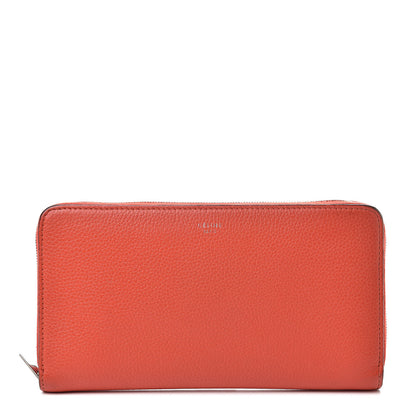 Celine Drummed Calfskin Large Zip Around Multifunction Wallet Coral 1 of 15