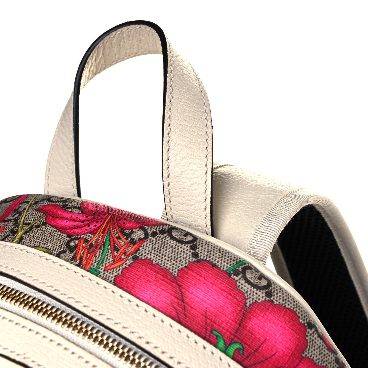 GG Supreme Monogram Flora Web Small Ophidia Day Backpack White